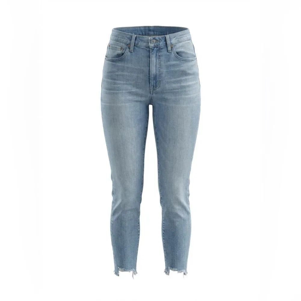 Madewell Womens Raw Hem Cropped Denim in Faded Blue size 27
